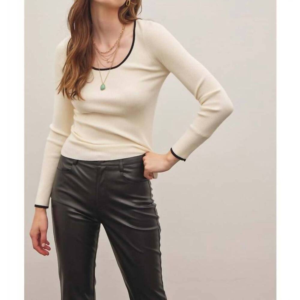 NEW IN FEBRUARY ribbed romance scoop neck sweater in cream